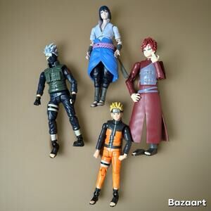 Anime Heroes Naruto Shippuden Kakashi, Sauske, Gaara, and Naruto Action Figures